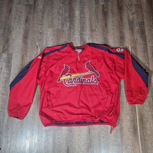 Vtg St. Louis Cardinals Majestic 1/4 Zip Jacket Mens Xl Pullover Water Resistant